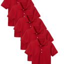 Red (5-Pack) 6 5-Pack School Uniform Tagless Polo Tshirt for Little Boys & Big Boys